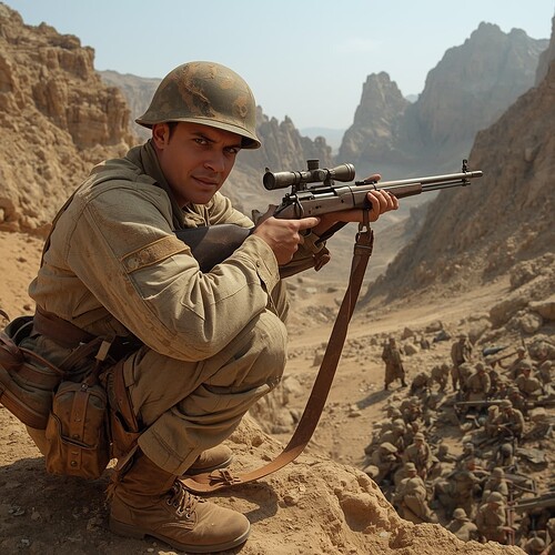 Lucid_Origin_A_soldier_wearing_worn_and_faded_WWI_desert_camou_2